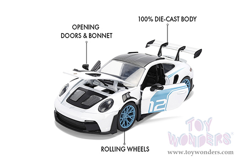 Jada Toys Hyper-Spec - Porsche 911 GT3 RS (992) #12 (1/24, diecast model car, White/Black top) 36494