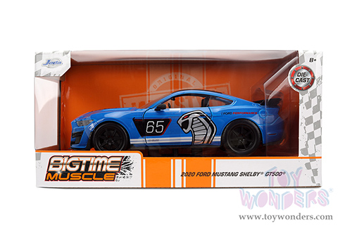 Jada Toys Bigtime Muscle - Ford Mustang Shelby® GT500® #65 "Ford Performance" (2020, 1/24 scale diecast model car, Blue/White stripes) 36587