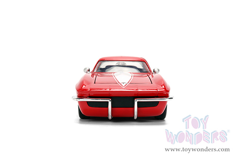 Jada Toys Bigtime Muscle - Chevrolet® Corvette® Stingray #63 - Chevy Racing (1963, 1/24 scale diecast model car, Red/White strips) 36594