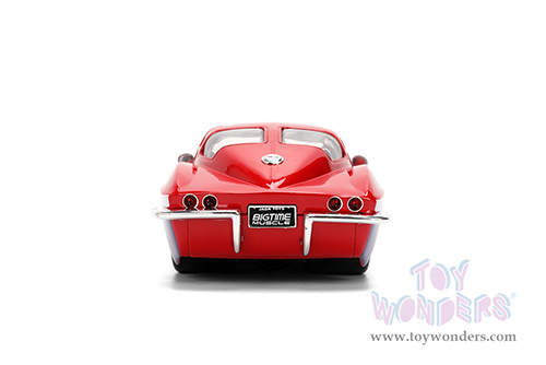 Jada Toys Bigtime Muscle - Chevrolet® Corvette® Stingray #63 - Chevy Racing (1963, 1/24 scale diecast model car, Red/White strips) 36594