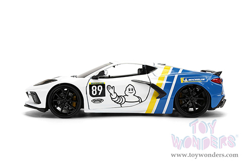 Jada Toys Bigtime Muscle - Chevrolet® Corvette® Stingray™ C8 #89 "Michelin" (2020, 1/24 scale diecast model car, White/Blue) 36597