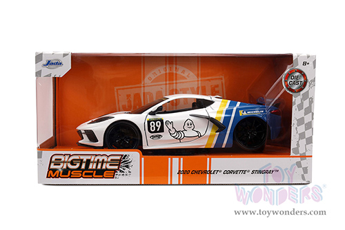 Jada Toys Bigtime Muscle - Chevrolet® Corvette® Stingray™ C8 #89 "Michelin" (2020, 1/24 scale diecast model car, White/Blue) 36597