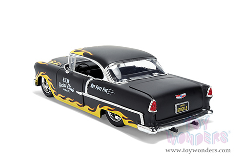 Jada Toys Bigtime Muscle - Chevrolet® Bel Air® "BTM Social Club" (1955, 1/24 scale diecast model car, Black/Yellow Flames) 36606