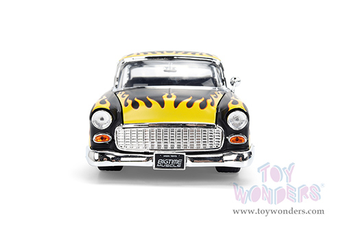 Jada Toys Bigtime Muscle - Chevrolet® Bel Air® "BTM Social Club" (1955, 1/24 scale diecast model car, Black/Yellow Flames) 36606