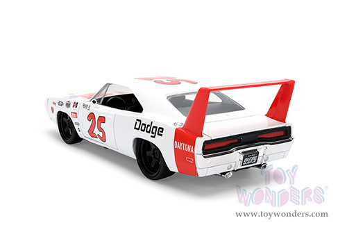 Jada Toys Bigtime Muscle - Dodge Charger Daytona #25 (1969, 1/24 scale diecast model car, White/Red Stripes) 36608