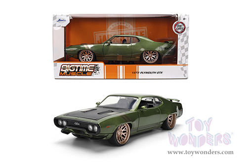 Jada Toys Bigtime Muscle - Plymouth GTX Hardtop (1972, 1/24 scale diecast model car, Dark Green) 36617