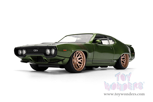 Jada Toys Bigtime Muscle - Plymouth GTX Hardtop (1972, 1/24 scale diecast model car, Dark Green) 36617