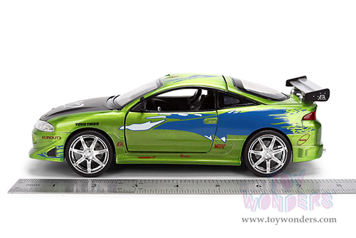 Jada Toys Fast & Furious - Brian's Mitsubishi Eclipse - 25th Anniversary series (1/24 scale diecast model car, Green Brush Finish) 36817