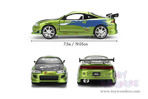 Jada Toys Fast & Furious - Brian's Mitsubishi Eclipse - 25th Anniversary series (1/24 scale diecast model car, Green Brush Finish) 36817