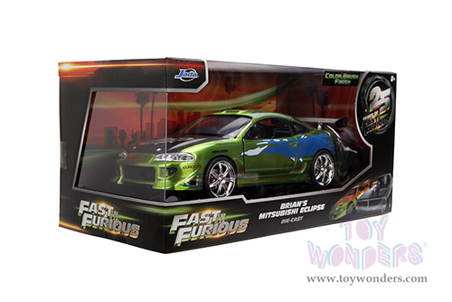 Jada Toys Fast & Furious - Brian's Mitsubishi Eclipse - 25th Anniversary series (1/24 scale diecast model car, Green Brush Finish) 36817