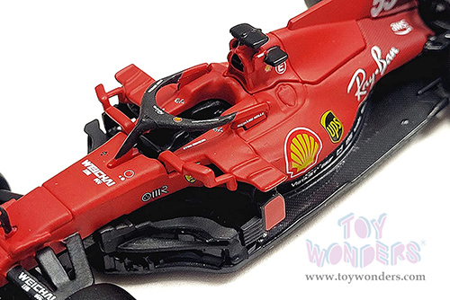 BBurago Ferrari Racing - Ferrari SF21 #55 Carlos Sainz Formula One F1 Car (2021) (1/43 scale diecast model car, Matte Red) 36820/55