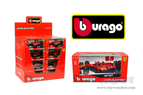 BBurago Ferrari Racing - Ferrari SF21 #16 Charles Leclerc Formula One F1 Car (2021) (1/43 scale diecast model car, Red) 36820