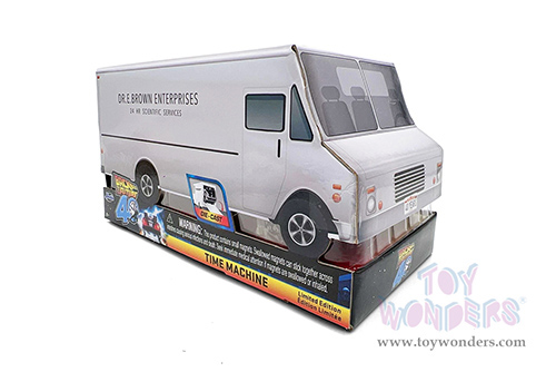 Jada Toys - Hollywood Rides | DeLorean DMC (Time Machine) "Back to the Future" with Dr. E. Brown's Enterprise truck 40th Anniversary Special Packaging (1/32 scale diecast model car, Frost Brush Metal) 36848