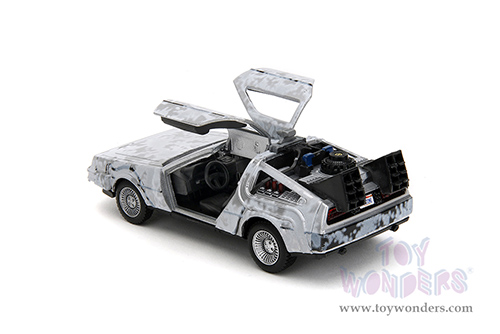 Jada Toys - Hollywood Rides | DeLorean DMC (Time Machine) "Back to the Future" with Dr. E. Brown's Enterprise truck 40th Anniversary Special Packaging (1/32 scale diecast model car, Frost Brush Metal) 36848