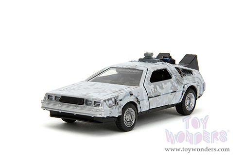 Jada Toys - Hollywood Rides | DeLorean DMC (Time Machine) "Back to the Future" with Dr. E. Brown's Enterprise truck 40th Anniversary Special Packaging (1/32 scale diecast model car, Frost Brush Metal) 36848