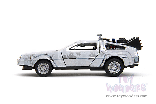 Jada Toys - Hollywood Rides | DeLorean DMC (Time Machine) "Back to the Future" with Dr. E. Brown's Enterprise truck 40th Anniversary Special Packaging (1/32 scale diecast model car, Frost Brush Metal) 36848