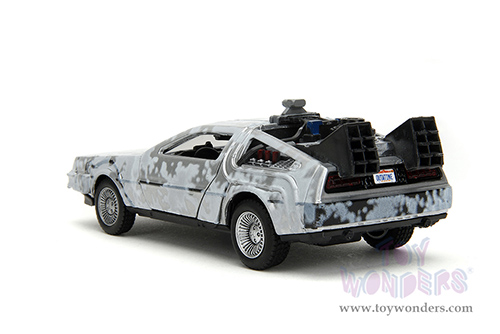 Jada Toys - Hollywood Rides | DeLorean DMC (Time Machine) "Back to the Future" with Dr. E. Brown's Enterprise truck 40th Anniversary Special Packaging (1/32 scale diecast model car, Frost Brush Metal) 36848
