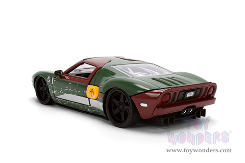 Jada Toys - Hollywood Rides | Ford GT (Weathered) with Boba Fett™ Figure "Star Wars" (2005, 1/24, diecast model car, Green/Brown) 36909