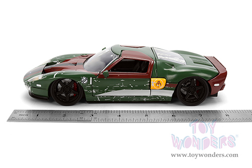 Jada Toys - Hollywood Rides | Ford GT (Weathered) with Boba Fett™ Figure "Star Wars" (2005, 1/24, diecast model car, Green/Brown) 36909