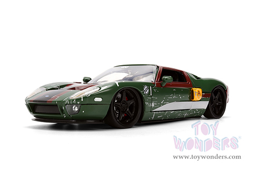 Jada Toys - Hollywood Rides | Ford GT (Weathered) with Boba Fett™ Figure "Star Wars" (2005, 1/24, diecast model car, Green/Brown) 36909