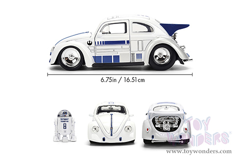 Jada Toys - Hollywood Rides |  Volkswagen Drag Beetle with R2-D2™ Diecast Figure "Star Wars" (1959, 1/24, diecast model car, White) 36912
