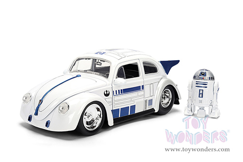 Jada Toys - Hollywood Rides |  Volkswagen Drag Beetle with R2-D2™ Diecast Figure "Star Wars" (1959, 1/24, diecast model car, White) 36912