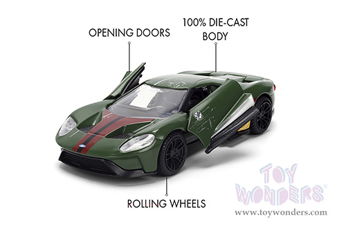 Jada Toys - Hollywood Rides | Ford GT Boba Fett "Star Wars" (2017, 1/32 scale diecast model car, Dark Green) 36916