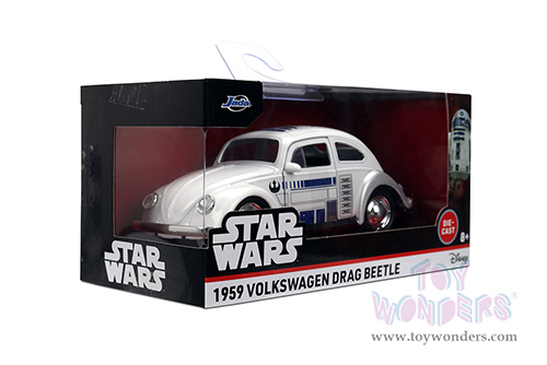 Jada Toys - Hollywood Rides | Volkswagen Beetle R2-D2 "Star Wars" (1959, 1/32 scale diecast model car, White) 36982