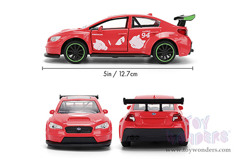 Jada Toys - Hollywood Rides | Subaru WRX STi with Knuckles Theme "Sonic the Hedgehog" (2016, 1/32 scale diecast model car, Red) 37024