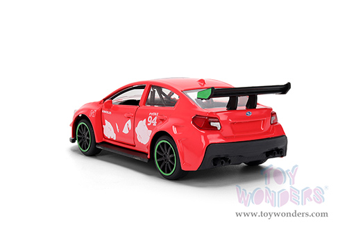 Jada Toys - Hollywood Rides | Subaru WRX STi with Knuckles Theme "Sonic the Hedgehog" (2016, 1/32 scale diecast model car, Red) 37024