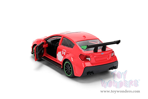 Jada Toys - Hollywood Rides | Subaru WRX STi with Knuckles Theme "Sonic the Hedgehog" (2016, 1/32 scale diecast model car, Red) 37024
