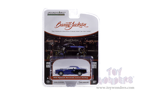 Greenlight - Barrett Jackson Scottsdale Series 7 | Plymouth Barracuda Custom Hardtop (Lot #720) (1971, 1/64 scale diecast model car, Blue) 37230C/48