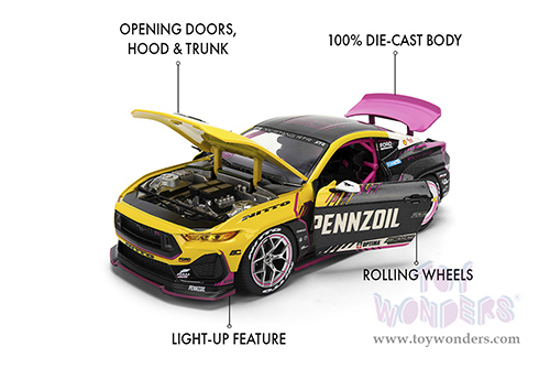 Jada Toys RTR Vehicles - Ford Mustang RTR #213 Ben Hobson "Pennzoil" "Formula Drift PRO Championship" (2025) with Lights (2025, 1/24, diecast model car, Yellow/Black/Pink) 37245/4