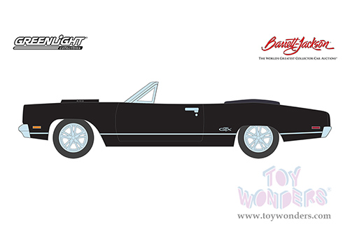 Greenlight - Barrett Jackson Series 9 | Plymouth GTX 440 Convertible (1370.1) (1969, 1/64 scale diecast model car, Black with Silver Stripes) 37250D/48