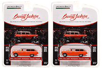 Show product details for Greenlight - Barrett Jackson Series 10 | Chevrolet&reg; Handyman Custom Wagon (Lot #1285) (1955, 1/64 scale diecast model car, Custom Metallic Orange with White Roof) 37260A/48