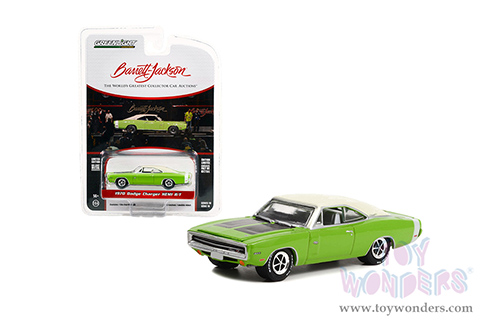 Greenlight - Barrett Jackson Series 10 | Dodge Charger HEMI R/T (Lot #777) (1970, 1/64 scale diecast model car, Sublime Green with White Roof and White Trunk Stripe) 37260E/48