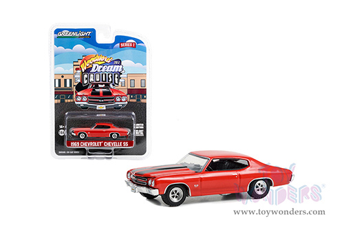 Greenlight - Woodward Dream Cruise Series 1 | Chevrolet&reg; Chevelle SS "18th Annual Woodward Dream Cruise Featured Heritage Vehicle" (2012) (1969, 1/64 scale diecast model car, Red with Black Stripes) 37280C/48