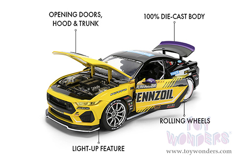 Jada Toys RTR Vehicles - Ford Mustang RTR #88 Chelsea Denofa "Pennzoil" "Formula Drift PRO Championship" (2025) with Lights (2025, 1/24, diecast model car, Yellow/Black/Purple) 37326/4