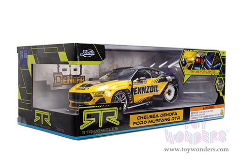 Jada Toys RTR Vehicles - Ford Mustang RTR #88 Chelsea Denofa "Pennzoil" "Formula Drift PRO Championship" (2025) with Lights (2025, 1/24, diecast model car, Yellow/Black/Purple) 37326/4