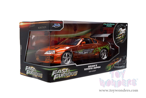 Jada Toys Fast & Furious - Brian's Toyota Supra - 25th Anniversary series (1995, 1/24 scale diecast model car, Orange Brush Finish) 37703