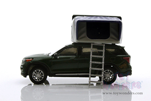  Greenlight - The Great Outdoors Series 2 | Ford Explorer Limited with Modern Rooftop Tent (2022, 1/64 scale diecast model car, Dark Green) 38030F/48