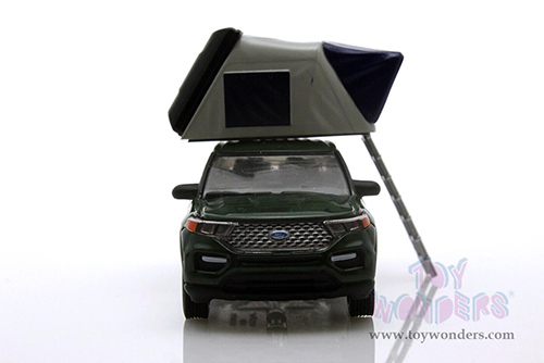  Greenlight - The Great Outdoors Series 2 | Ford Explorer Limited with Modern Rooftop Tent (2022, 1/64 scale diecast model car, Dark Green) 38030F/48