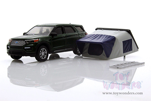  Greenlight - The Great Outdoors Series 2 | Ford Explorer Limited with Modern Rooftop Tent (2022, 1/64 scale diecast model car, Dark Green) 38030F/48