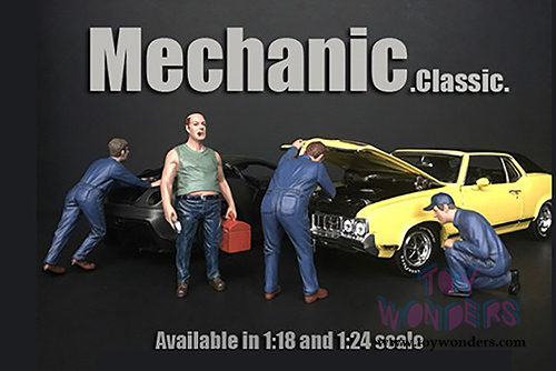 American Diorama Figurine - Mechanic Classic Darwin Pushing (1/18 scale, Blue) 38178