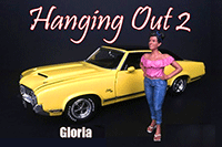 American Diorama Figurine - Hanging Out 2 Gloria Figure (1/18  scale, Pink/Blue) 38182