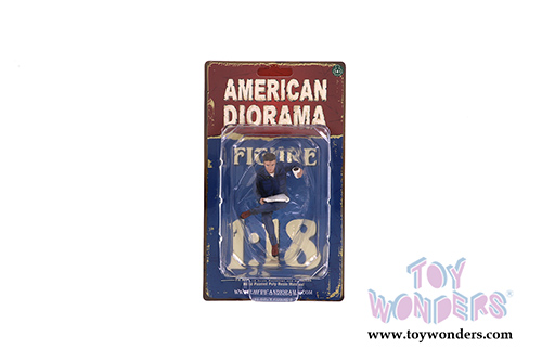 American Diorama Figurine - Sitting Mechanic Figure I (1/18  scale, Blue) 38232