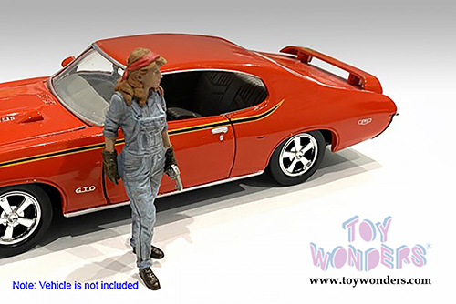 American Diorama Figurine - Retro Female Mechanic III (1/24 scale, Blue) 38346