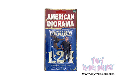 American Diorama Figurine - Police Officer with K9 Dog Unit I (Set of 2, 1/24 scale, Black) 38263