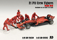 American Diorama Figurines - Formula One F1 Pit Crew Team Red - Set of 7 Figures and accessories (1/43 scale, Red) 38382