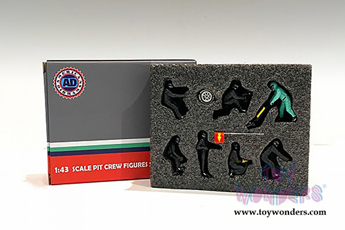 American Diorama Figurines - Formula One F1 Pit Crew Team Black - Set of 7 Figures and accessories (1/43 scale, Black) 38383